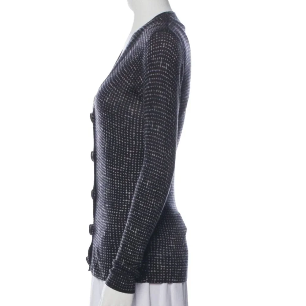 Tory Burch XS Wool Cardigan Button Front Long Sleeve Jacket Micro-Dot Preppy